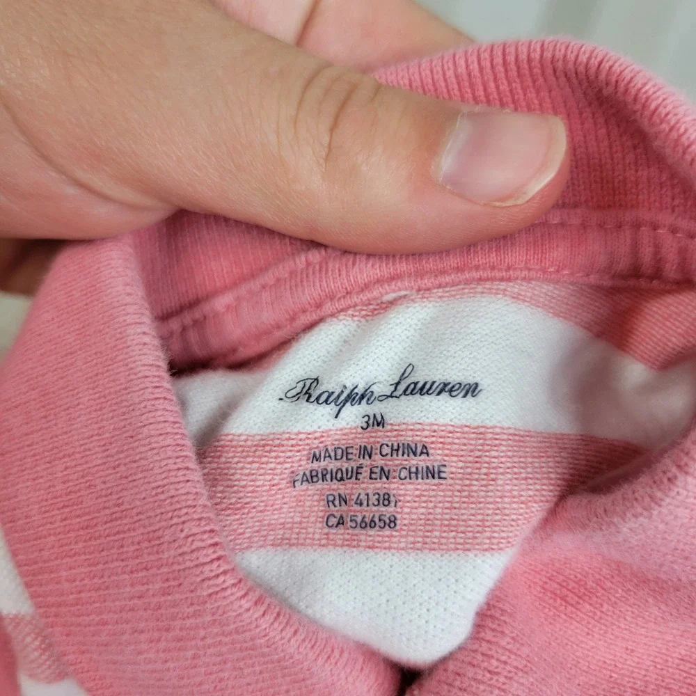 Ralph Lauren Polo Dress With Bloomers Size 3 Months 100% Cotton Striped Preppy